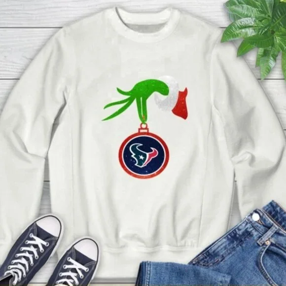 Houston Texans Grinch Merry Christmas NFL Football Holiday Sweatshirt Unisex 91 - Picture 1 of 5